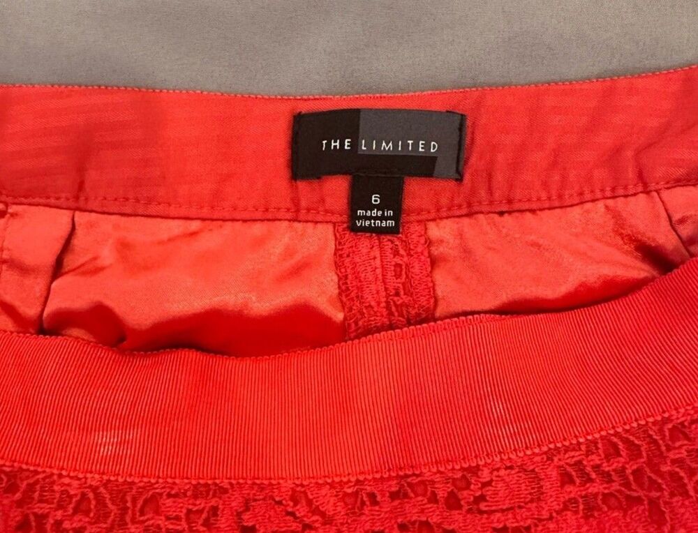 Limited Coral Lace Skirt Sz 6 Office Siren Career Preppy Chick Summer Feminine - Picture 5 of 6